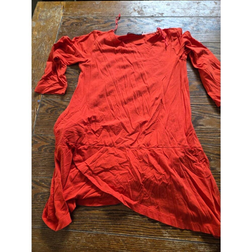 Gudrun Sjoden red cotton ruffle bottom tunic dress sz S